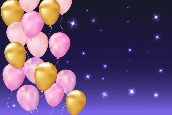 Happy Birthday Luftballons Auf Einem Schönen Hintergrund Mit Einem Leeren — Stockvektor
