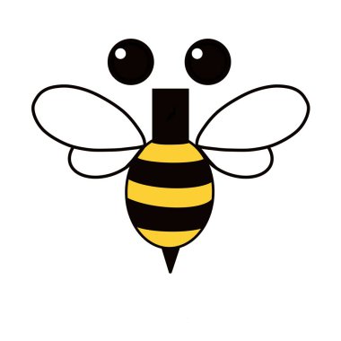 Ukrayna harfi Yi 'den yaratılmış bir arının minimalist çizimi. Sarı ve siyah çizgili basit geometrik tasarım, kanatlar ve beyaz arka planda izole edilmiş Kiril karakterinin ayırt edici noktaları..