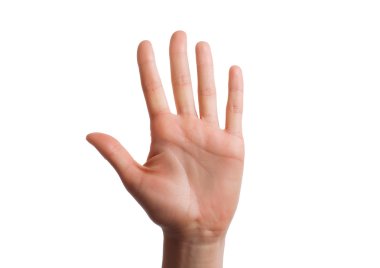 Isolated hand shows the number five. clipart