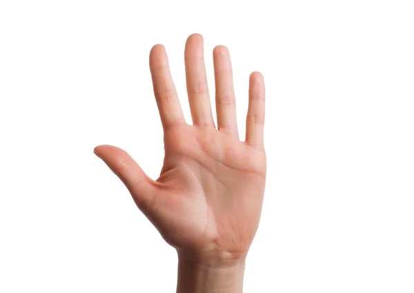 Mão isolada mostra o número cinco . — Fotografia de Stock