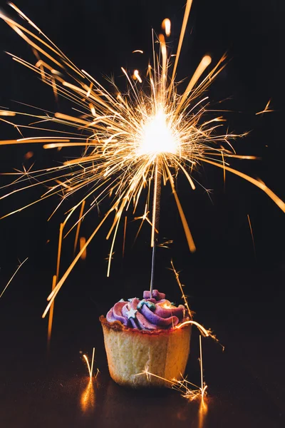 Cupcake con sparkler — Foto Stock
