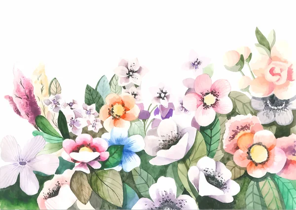水彩の花と葉 — ストックベクタ