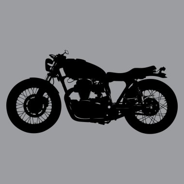 Siyah motosiklet üzerinde gri backgroud yan görünüm