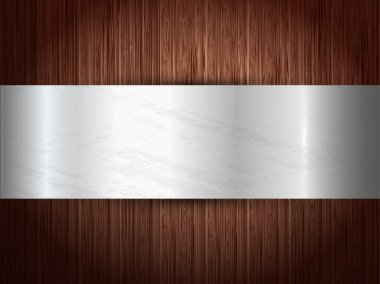 Gümüş panel ile ahşap doku.