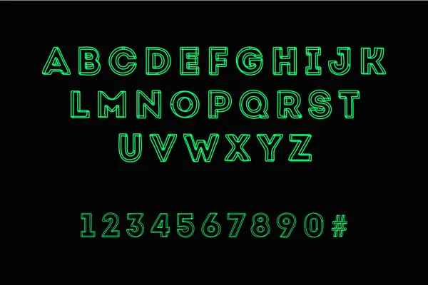 Vecor glowing font, futuristic design. Modern green design — Stock Vector