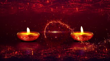Karanlıkta sihirli bir parıltıyla yanan iki diyas..