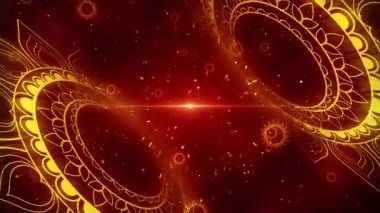 Kırmızı arkaplan ile soyut altın mandala animasyonu.