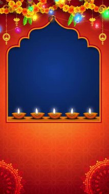 Işık Diyas ve Şenlik Dekorasyonları ile Diwali Kutlama Arkaplanı.