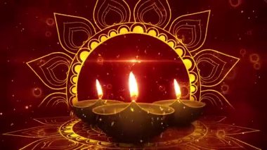 Yağ lambaları ve dekoratif elementlerle Diwali festivali kutlaması.