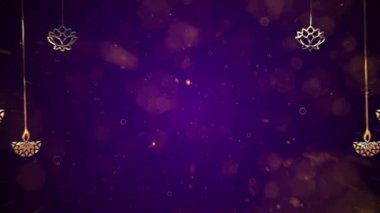 Mor Arkaplanlı Zarif Diwali Diya Dekorasyonu.