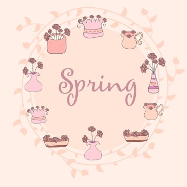 Vektör içinde yapılan el çekilmiş güzel bahar arka plan.