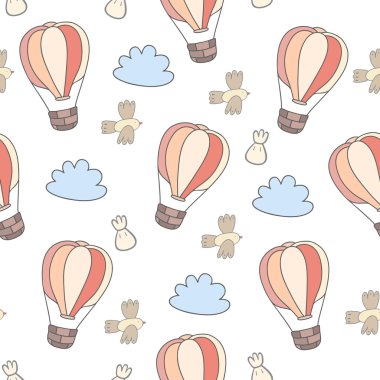 Çizilmiş güzel desen arka plan hava el balon - vektör içinde yapılan.