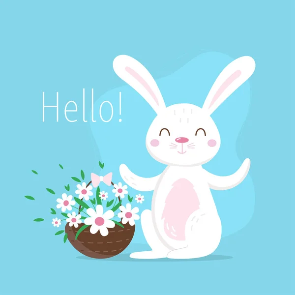 Glad Påsk Bakgrund Med Påsk Kaniner Och Våren Dekorativa Element — Stock vektor