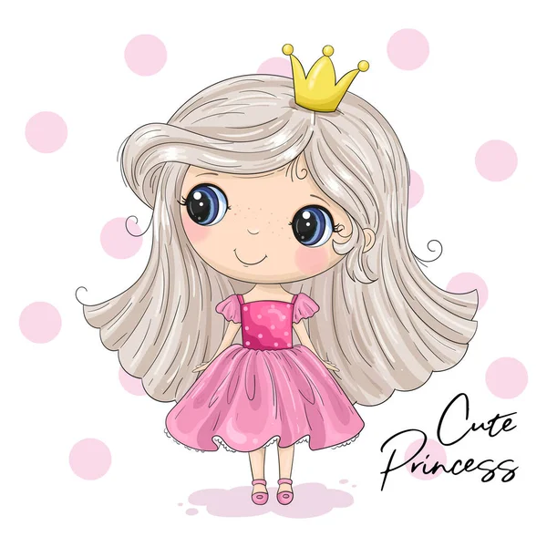 Cute Cartoon Princess. Good for greeting cards, invitations, decoration, Print for Baby Shower, etc Hand drawn illustration with girl cute print.