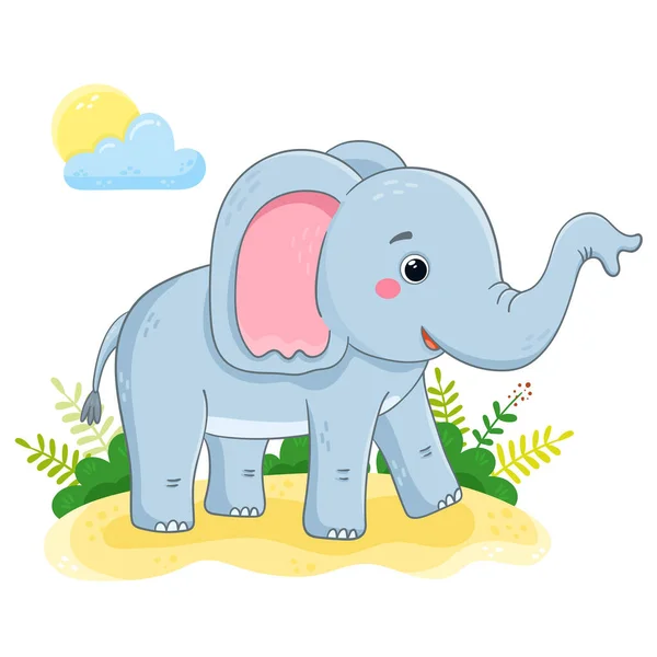 Söt elefant i tecknad stil. Afrikanska djur vektor illustration. — Stock vektor