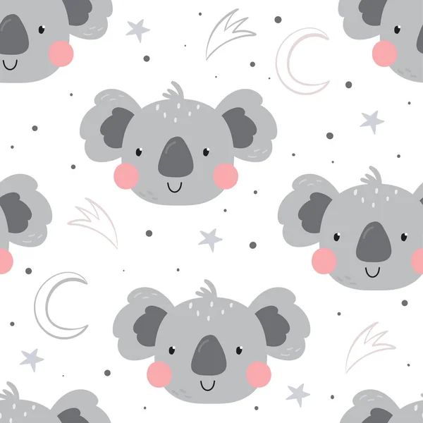 Seamless pattern cute character - animal baby koala. Vector print for baby shower. Printable templates. Vector pattern with rabbit. — Stock Vector