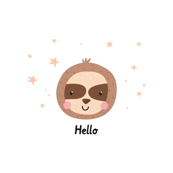 Cute hand drawn sloths, funny vector illustrations. vector print. — Stok Vektör