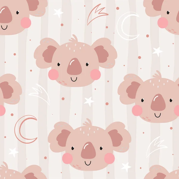 Modèle sans couture personnage mignon - animal bébé koala. Impression vectorielle pour baby shower. Modèles imprimables. Modèle vectoriel avec lapin. — Image vectorielle