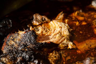 Recado Negro is a dish with meat and a mixture of dried chilies and other spices typical of the Yucatan Peninsula in Mexico.