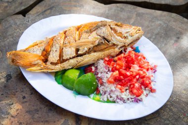 Fried fish at a restaurant in El Cuyo, a fishing village on Mexico's Yucatan Peninsula.
