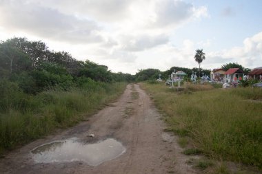 El Cuyo, Meksika; 1 Kasım 2025: El Cuyo sahilinin yanındaki mezarlık, Yucatn 'da bir balıkçı köyü..