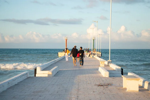 El Cuyo, Mexico; November 1, 2025: Footbridge leading to the sea in a Yucatan fishing village.