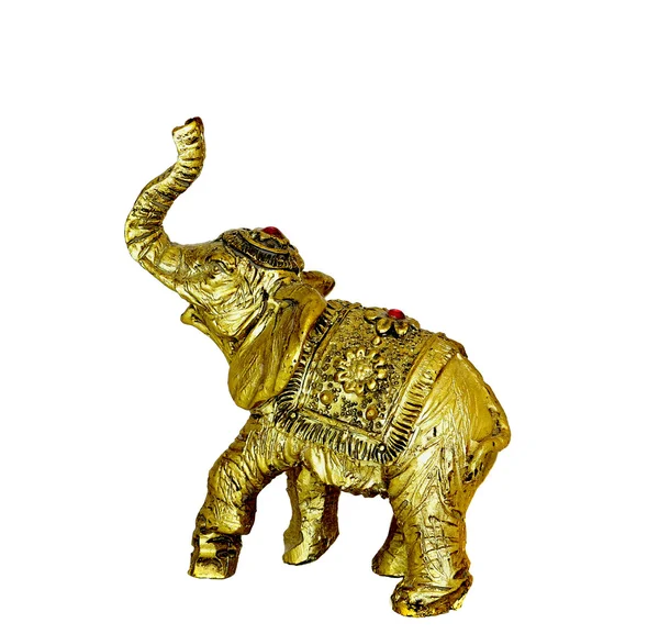 Золотой слон на белом фоне — стоковое фото