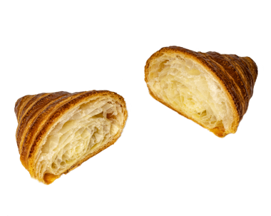 Çıtır karamelli ve havadar katmanlı altın kaplamalı pasta külahı, beyaz arka planda izole edilmiş Fransız viyanoserisi, yakın planda gurme fırın tatlıları.