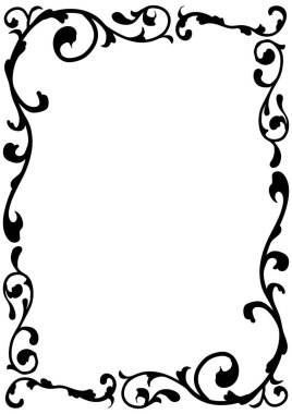 Klasik atmosferi ve siyah rengi olan Gotik stil dekoratif çerçeve.