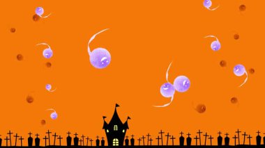 Cadılar bayramı arka planında balkabakları ve yarasalar