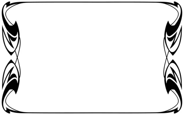 Elegant Monochrome artnouveau Decorative Frame  Hand-Drawn Ornamental Border in Horizontal Layout