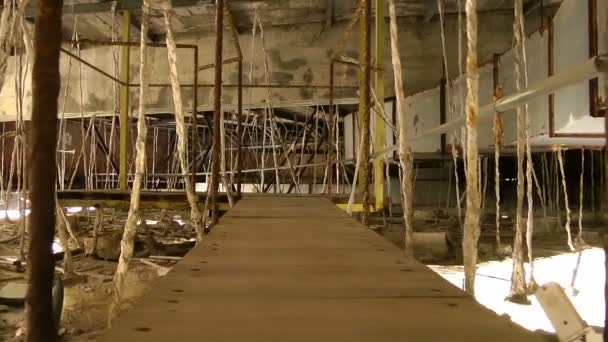 Chemin dans le grenier, structures endommagées . — Video