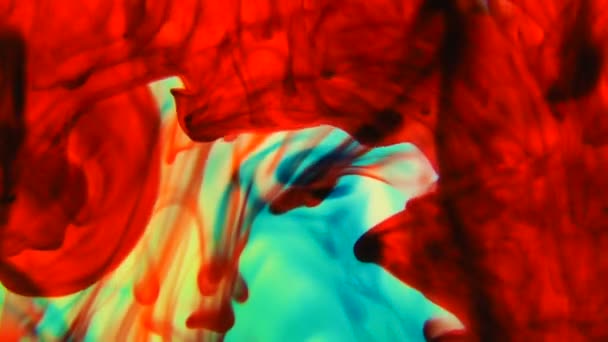 Liquido colorato nel movimento lento, colore principale: Rosso — Video Stock