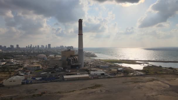 Ιππασία σταθμού παραγωγής ηλεκτρικής ενέργειας από άνθρακα Τελ Αβίβ Ισραήλ. Υψηλής ποιότητας 4k πλάνα — Αρχείο Βίντεο