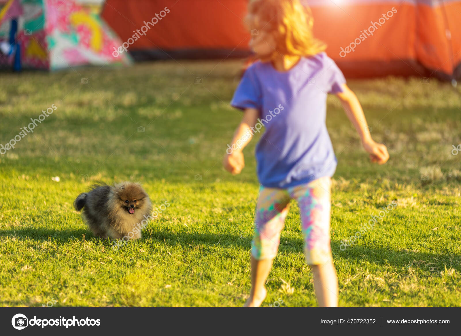 Kids Boy and Girl Playing in The Garden with Animals on Summer