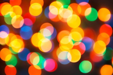 Arka planda çözülmüş noel ışıkları. Bokeh. Soyut. Arkaplan.