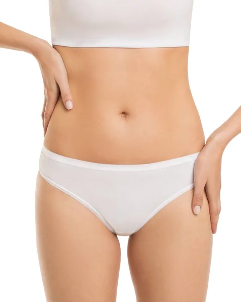 Hermosa cintura femenina delgada sobre un fondo blanco —  Fotos de Stock