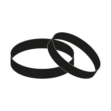 Wedding rings contour black, vector illustration on an isolated white background.