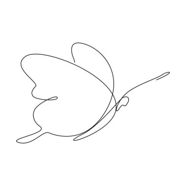 Kelebek tek çizgi. Vektör el çizimi.