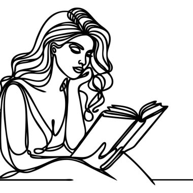 Kız bir satır. Vektör çizimi.