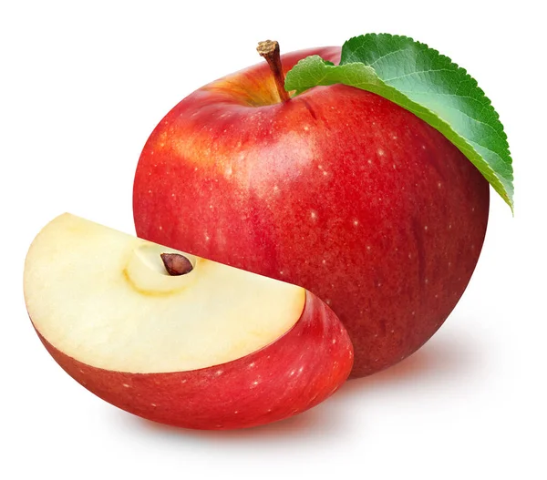Isolated Apples Whole Red Apple Fruit Slice Cut Isolated White — Stock Photo, Image