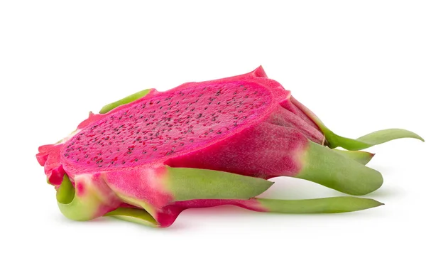 Dragonfruit Aislado Mitad Fruta Pitahaya Roja Aislada Sobre Fondo Blanco —  Fotos de Stock