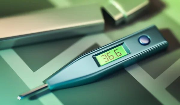 En termometer med normal temperatur — Stockfoto