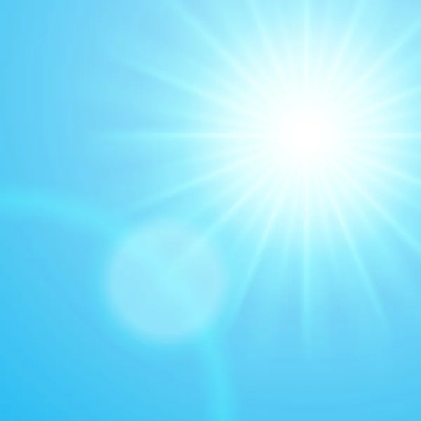 Sun with lens flare blue sky. — Stock Photo, Image