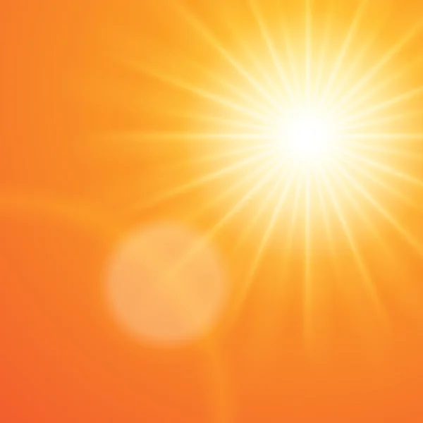 Ήλιος με φακού φωτοβολίδα ηλιοβασίλεμα πορτοκαλί ουρανό — Διανυσματικό Αρχείο