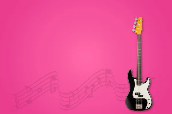 Guitar and notes on lollipop background — Stock Photo, Image