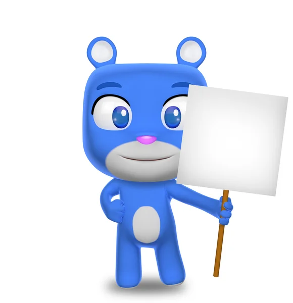 Boş bir işaret tutan ayı karakter