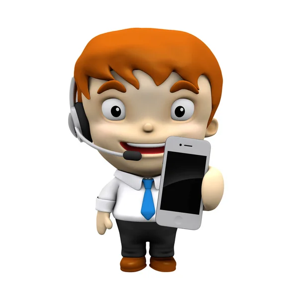 İşadamı kulaklık ve cep