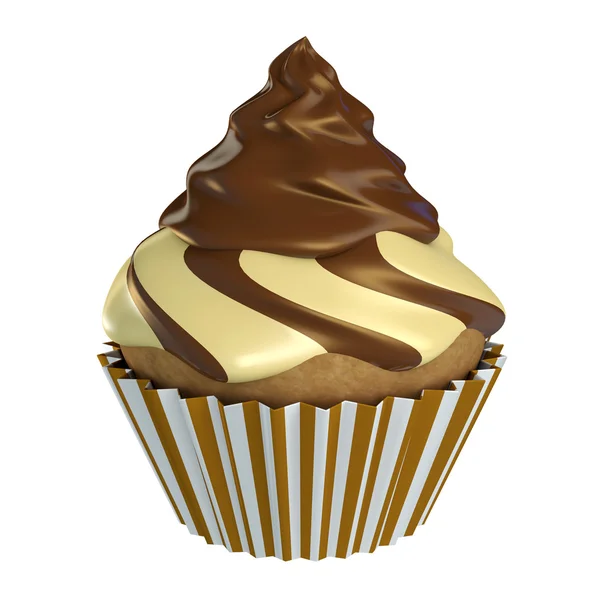 Vanilyalı kek çikolata ve vanilya buzlanma ile