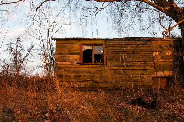 Vieille cabane verte abandonnée . — Photo
